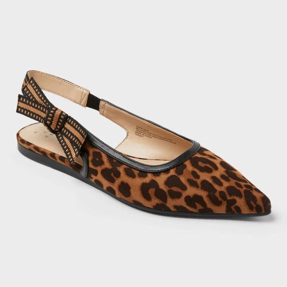 A New Day London Sling Back Flats Leopard 6.5 NWT